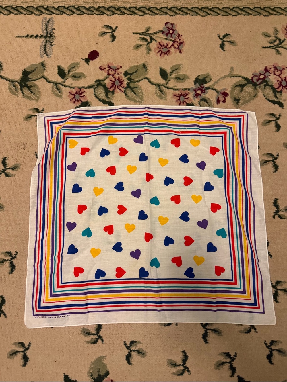 Girls' Multicolor Heart Print Bandana Scarf - White